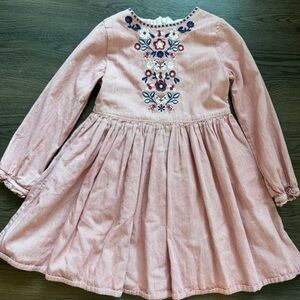 Mini Boden Pink and Blue Embroidered Dress